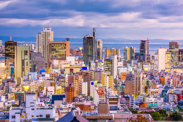 Fototapeta na wymiar Kobe, Japan Cityscape in the Sannomiya district.