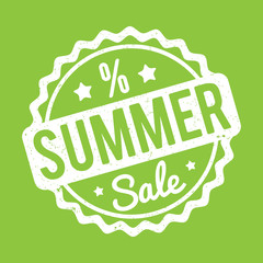 Summer Sale rubber stamp white on a green abackground.
