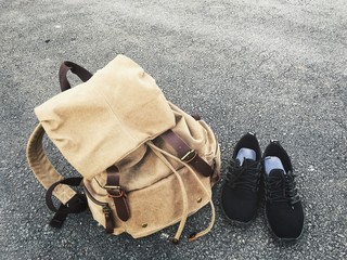 Sneakers with bag of travel