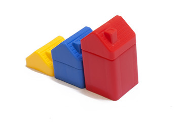 Building House Toys Over White Background