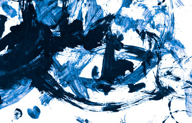 Abstract blue acrylic hand painted background. Fashion and beauty. Ocean and sea. Isolated on white background. Close up.