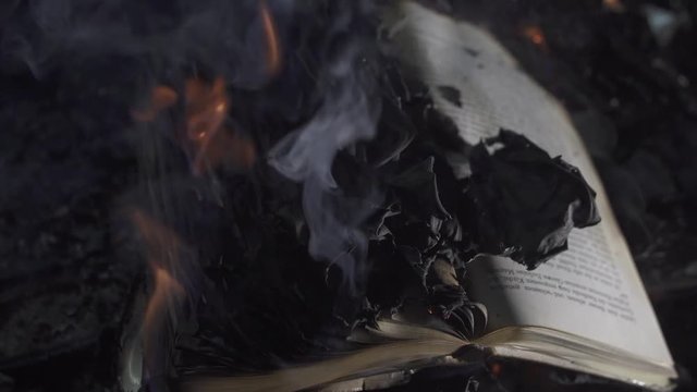 the book is burning close up