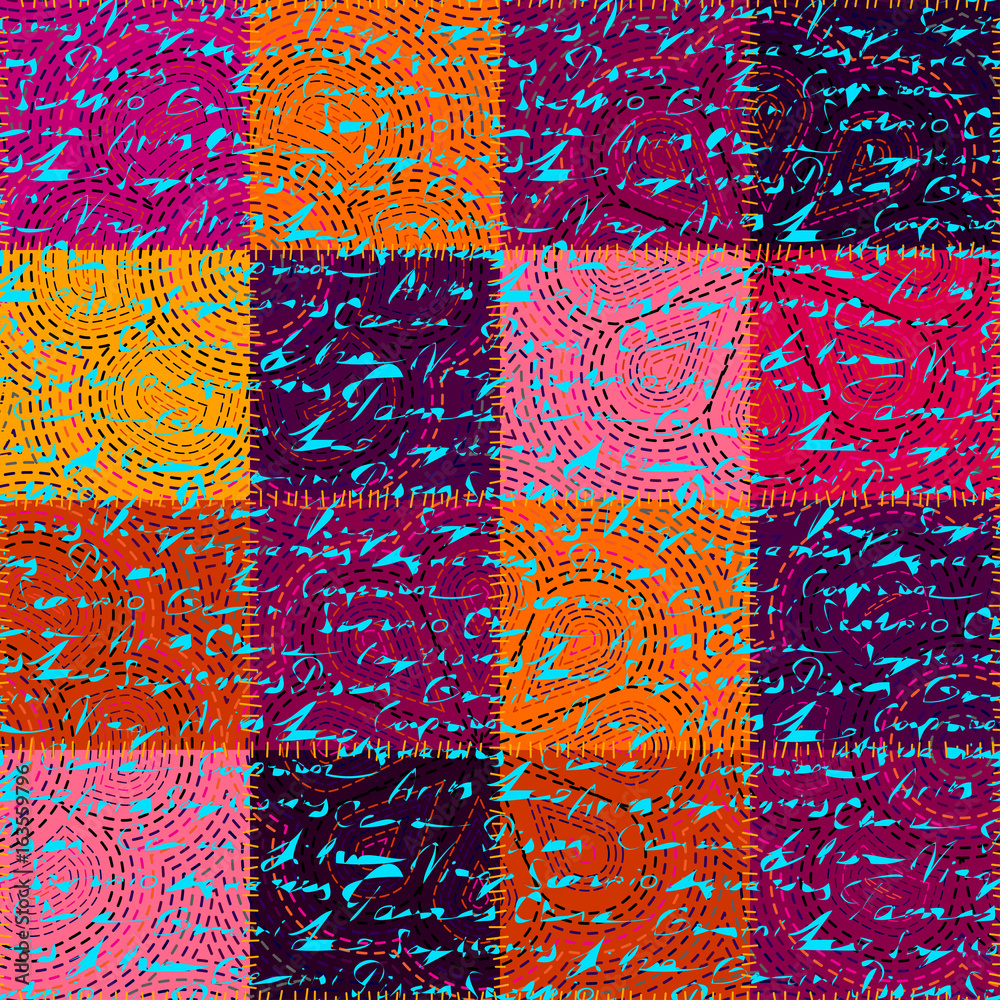 Poster vector seamless ethnic pattern in indian patchwork style