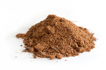 Soil or dirt section isolated on white background