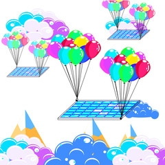 Solar cell hanging with balloon, business and asset management concept idea, vector art and illustration.