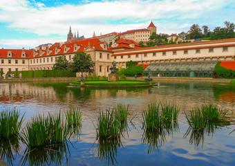 Fototapeta na wymiar Lake in the Wallenstein Garden, Prague, Czech Republic
