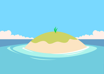 Fototapeta na wymiar small tiny island in the middle of sea ocean