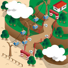 The track for extreme downhill. Vector illustration. Isometric.