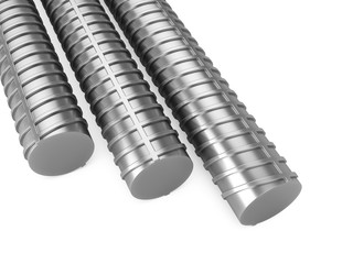 3D Rendering Metal reinforcements on a white background