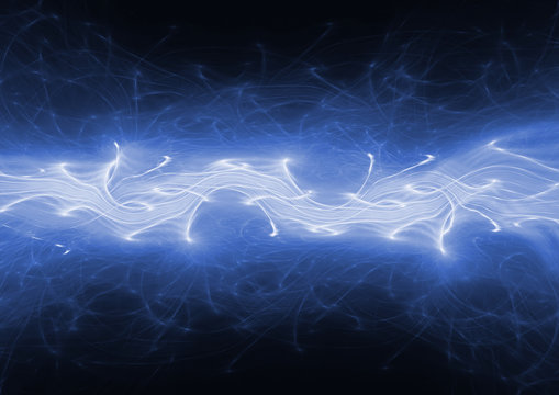 Blue lightning background, plasma and power concept