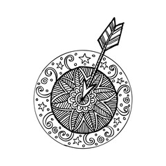 Target with arrow. Decorative style.