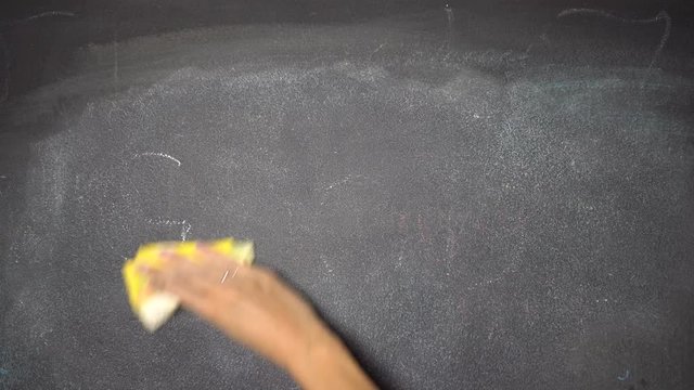 Woman's hand writing "GOOD" and "BAD" with white chalk on blackboard