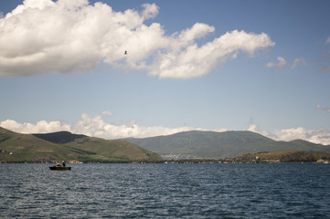 Fishing boat on Lake Sevan, Armenia