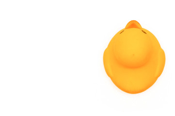 Yellow Duck Toys Over White Background