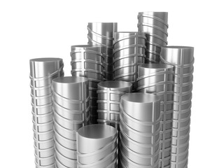 3D Rendering Metal reinforcements on a white background