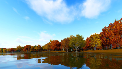 Landscape forest autum 3D render