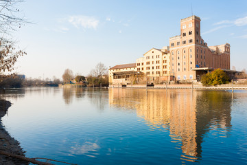 Old abandoned factory,industrial archeology.Italy