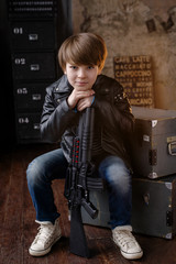 Little boy in loft studio