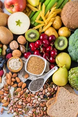 Fototapete Produktauswahl Auswahl an gesunden Ballaststoffquellen vegane Lebensmittel zum Kochen