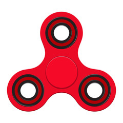 Hand fidget spinner toy - stress and anxiety relief. Red plastic.