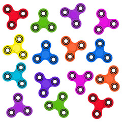 Fototapeta premium Set of fidget spinners. Seamless fidget spinners pattern Flat style vector illustration