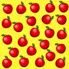 Seamless apple pattern. Vector summer party poster background in flat style