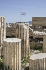 Naklejka premium Ruins in the Athenian Acropolis, in Athens, Greece.