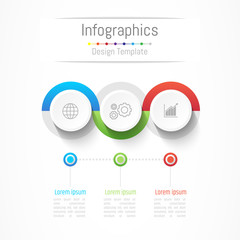 Infographic design elements for your business with 3 options, parts, steps or processes, Vector Illustration.