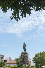 Obraz premium Plaza de España con estatua Rey Jaime, Mallorca, Islas Baleares
