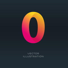 Number zero icon logo vector gradient font design