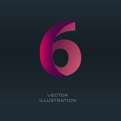 Number six logo vector gradient font design