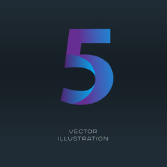 Number five logo vector gradient font design