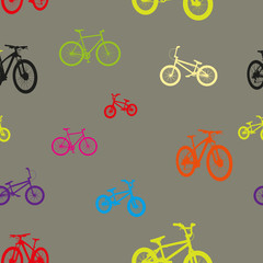 Fototapeta premium Bicycles seamless patterns