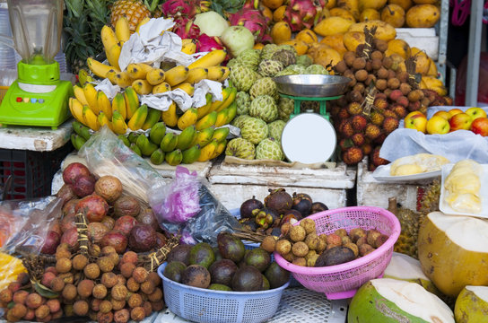 Sale of fruits in the streets of Vietnam