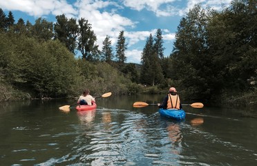 Fototapeta na wymiar Kayaking on the River