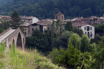 Fototapeta na wymiar View of Sant Joan de les Abadesses in Catalonia.Spain