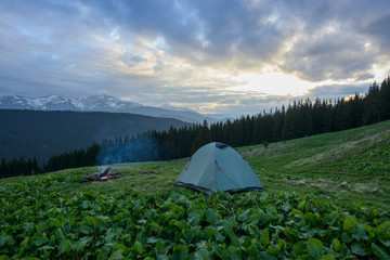 Tent in the mountains

