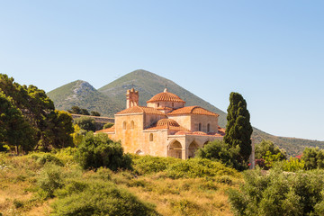 Fototapeta premium Church Metamorphosis Sotiros inside Niokastro (Pylos Castle), Peloponnese, Greece