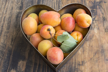 Fresh Apricots in the Heart Baking Tray