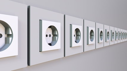 Multiple power outlets. 3D rendering