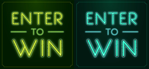 Fototapeta premium Enter to Win Vector Sign Set
