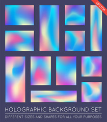Set of Holographic Trendy Backgrounds. Can be used for Cover, Book, Print, Fashion.
