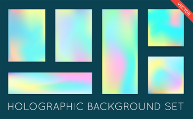 Fototapeta premium Set of Holographic Trendy Backgrounds. Can be used for Cover, Book, Print, Fashion.
