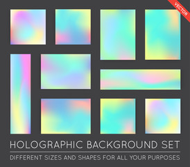 Set of Holographic Trendy Backgrounds. Can be used for Cover, Book, Print, Fashion.