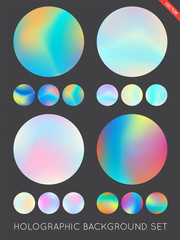 Set of Holographic Trendy Backgrounds. Can be used for Cover, Book, Print, Fashion.