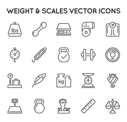 Set of Minimal Weight and Scales Related Vector Line Icons. Perfect Pixel. Thin Stroke. 48x48.