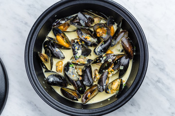 Soup of mussels creamy.