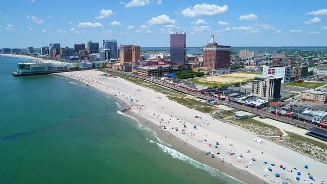 Atlantic City casinos gambling aerial drone tour 4k