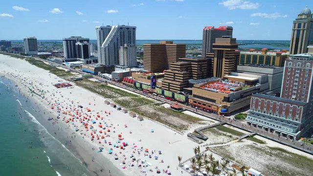 Casino resorts Atlantic City NJ aerial footage