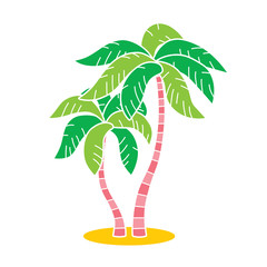 Two palm trees icon isolated. Tropical resort symbol.